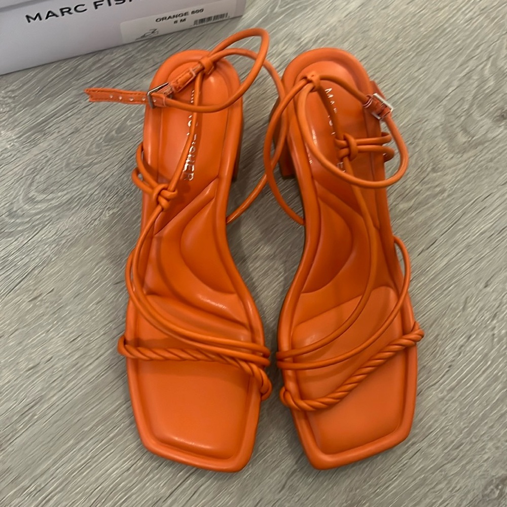 Marc Fisher orange block heels